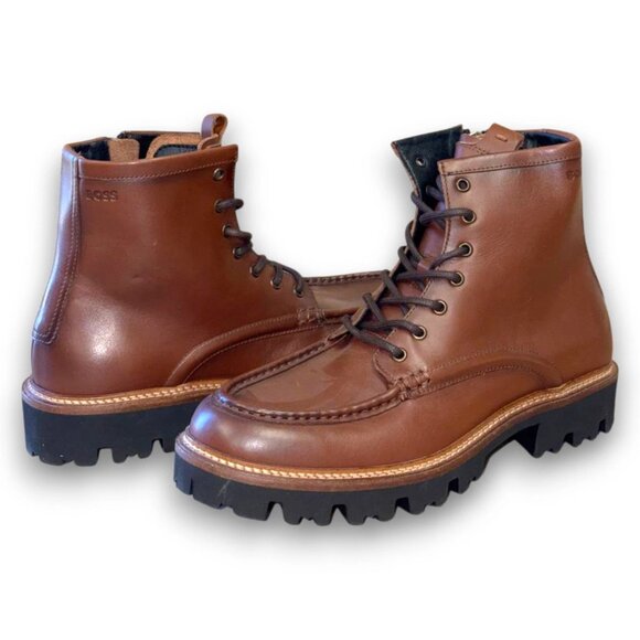 BOSS Julyo Men's Brown Leather Extralight Boots US 9 (UK 8 EU 42) MSRP $299 - Picture 4 of 4